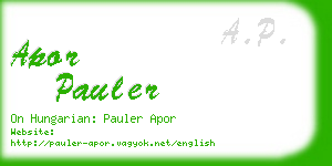 apor pauler business card